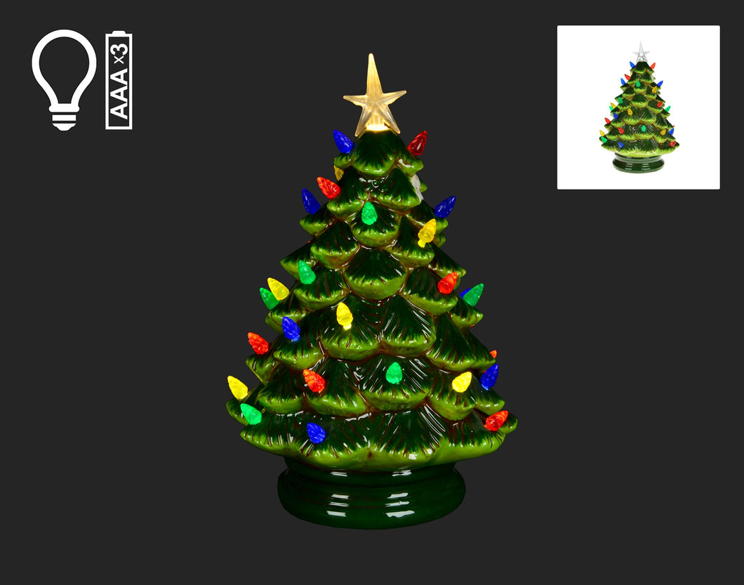 Vintage Green Lit Ceramic Tree