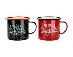 Red & Black Enamel Christmas Mug