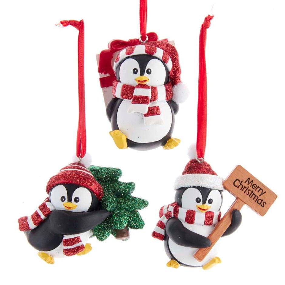 Adorable Red & White Penguin Ornament
