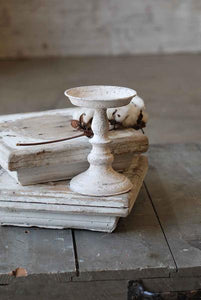 Rustic White Metal Candle Holder
