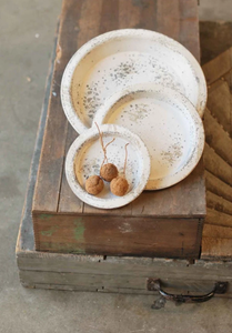 Rustic White Metal Footed Tray