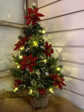 Load image into Gallery viewer, Fancy Lit Poinsettia Evergreen Tree
