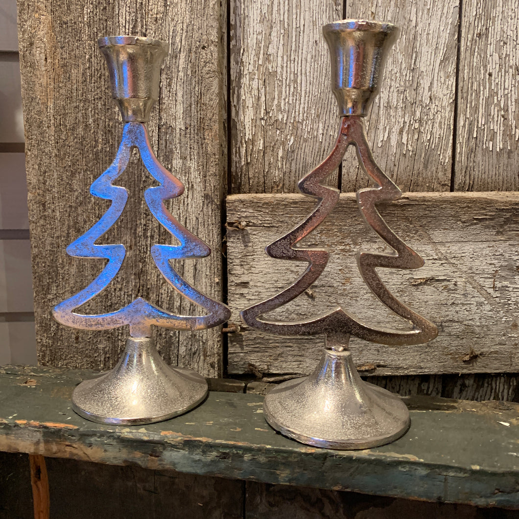 Silver Tree Candle Holder - Set of 2