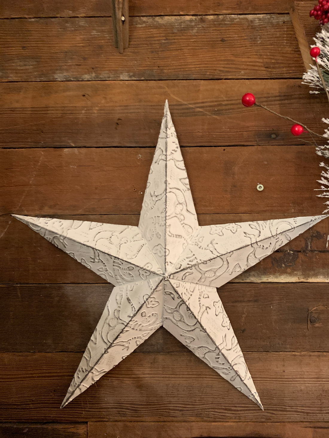 Large White Metal Star