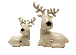 Fun White Ceramic Deer (set of 2)
