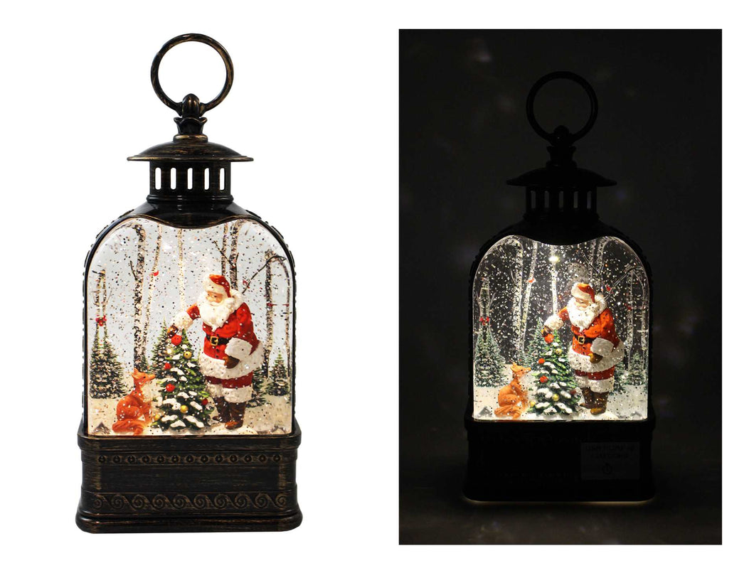 Black Lantern Santa & Fox Snowglobe