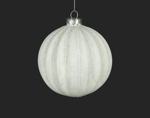 White Ribbed Ball Ornament