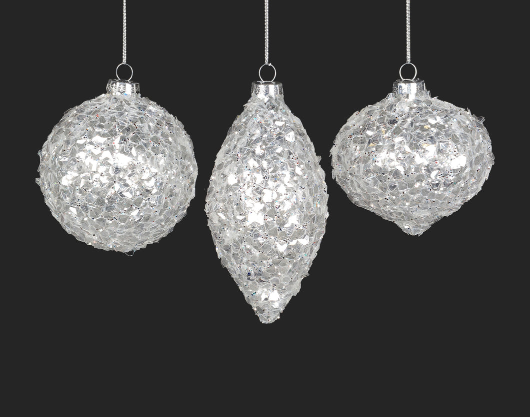Cracked Ice Glass Ball Ornament
