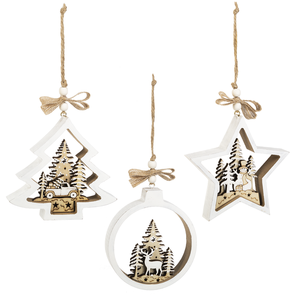 White Wooden Cutout Ornaments