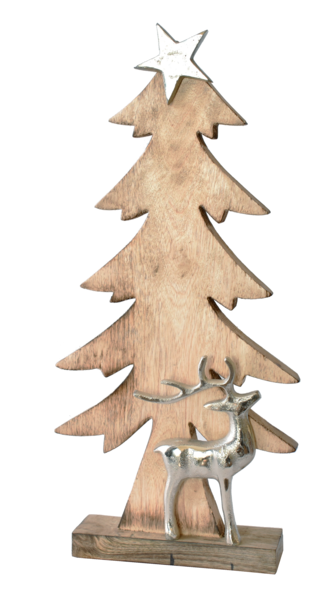 Majestic Wooden Tree w Silver Deer