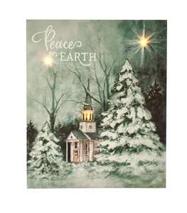 Peace On Earth Green Lit Canvas