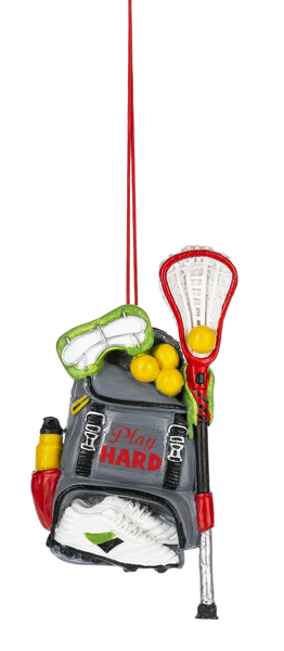 Lacrosse Bag Play Hard Ornament