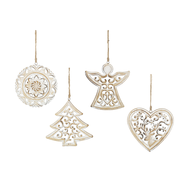 Whitewashed Wooden Iconic Ornament