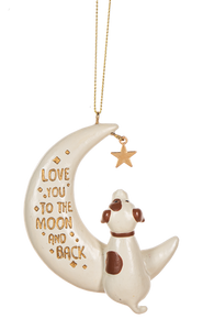 Love You To The Moon & Back Dog Ornament