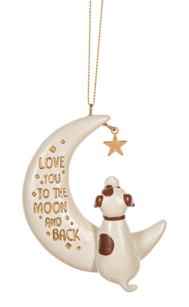 Love You To The Moon & Back Dog Ornament