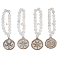 Beaded White Wood Snowflake Ornament