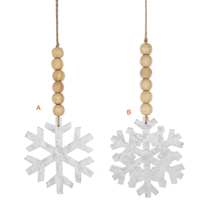 Silver & White Wood Snowflake Ornament
