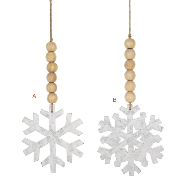 Silver & White Wood Snowflake Ornament