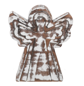 Nested White Washed Angel Set