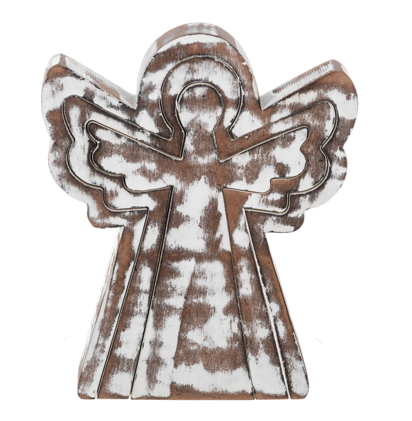 Nested White Washed Angel Set