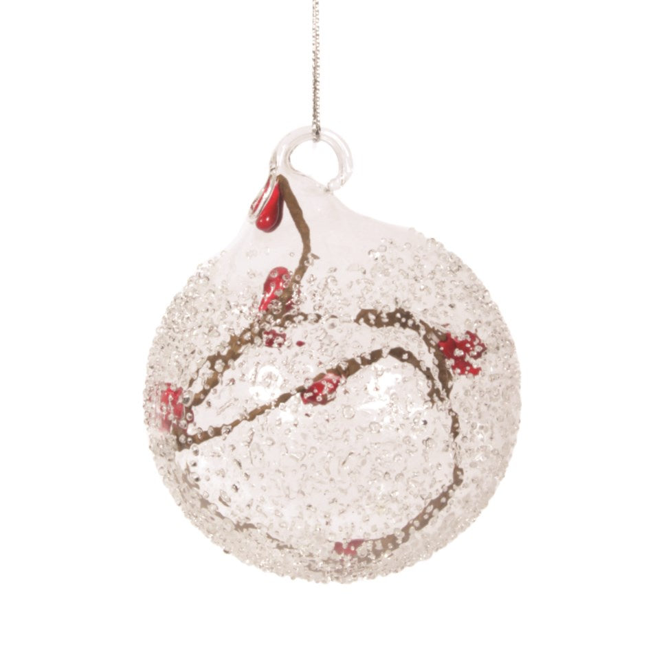 Icy blown Glass Ball Ornament