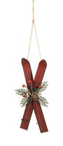 Vintage Red Metal Ski Ornament