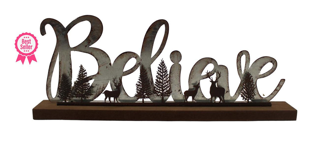 Galvanized Believe Scene Sign