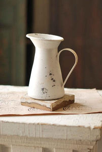 Rustic White Metal Pitcher