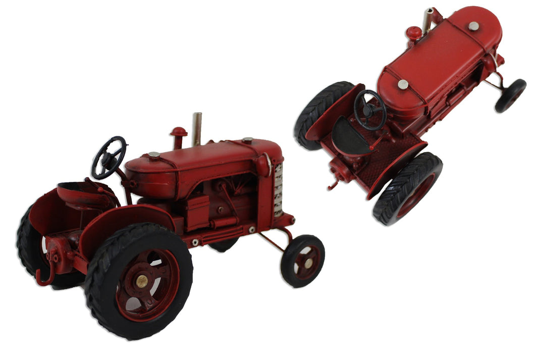 Vintage Red Metal Tractor