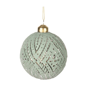 Dark Sage Green Glass Ball Ornament