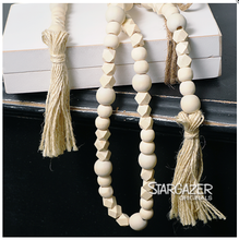Load image into Gallery viewer, Natural White Wooden Bead Garland 61"

