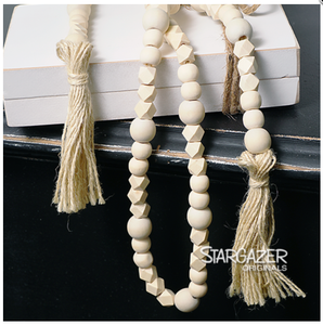 Natural White Wooden Bead Garland 61"