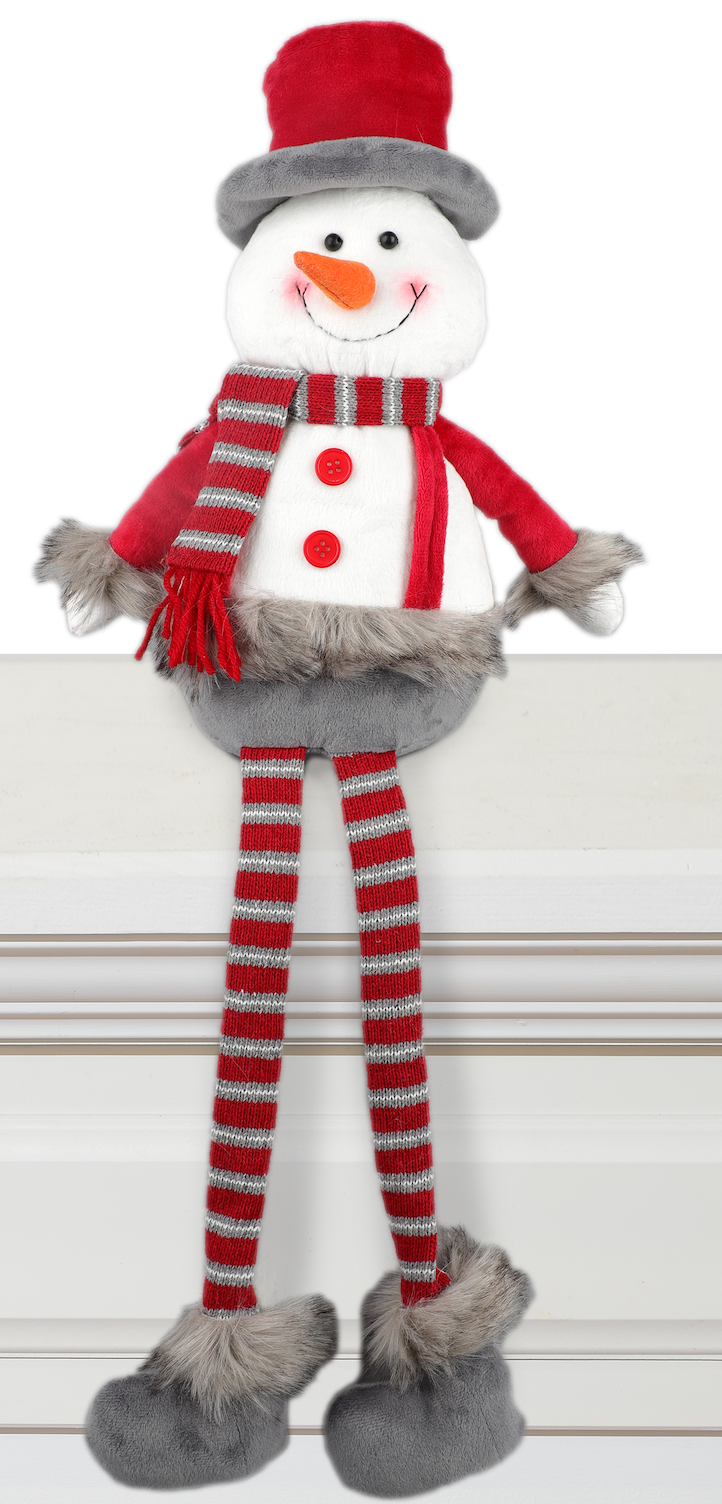 Red & White Plush Dangly Leg Snowman