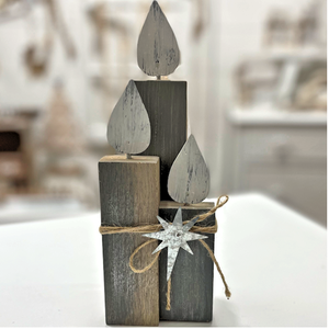 Decorative Wood Candle Trio