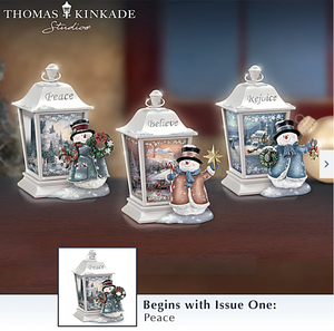 Thomas Kinkade Illuminated Snowman Lantern