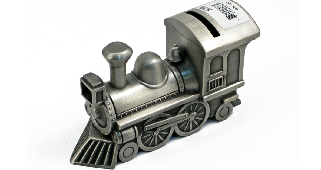 Pewter Train Money Bank