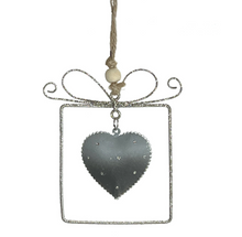 Load image into Gallery viewer, Grey &amp; Silver Metal Gift Box Ornament
