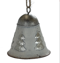 Load image into Gallery viewer, Silver &amp; White Metal Tree Bell  Ornament
