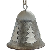 Load image into Gallery viewer, Silver &amp; White Metal Tree Bell  Ornament
