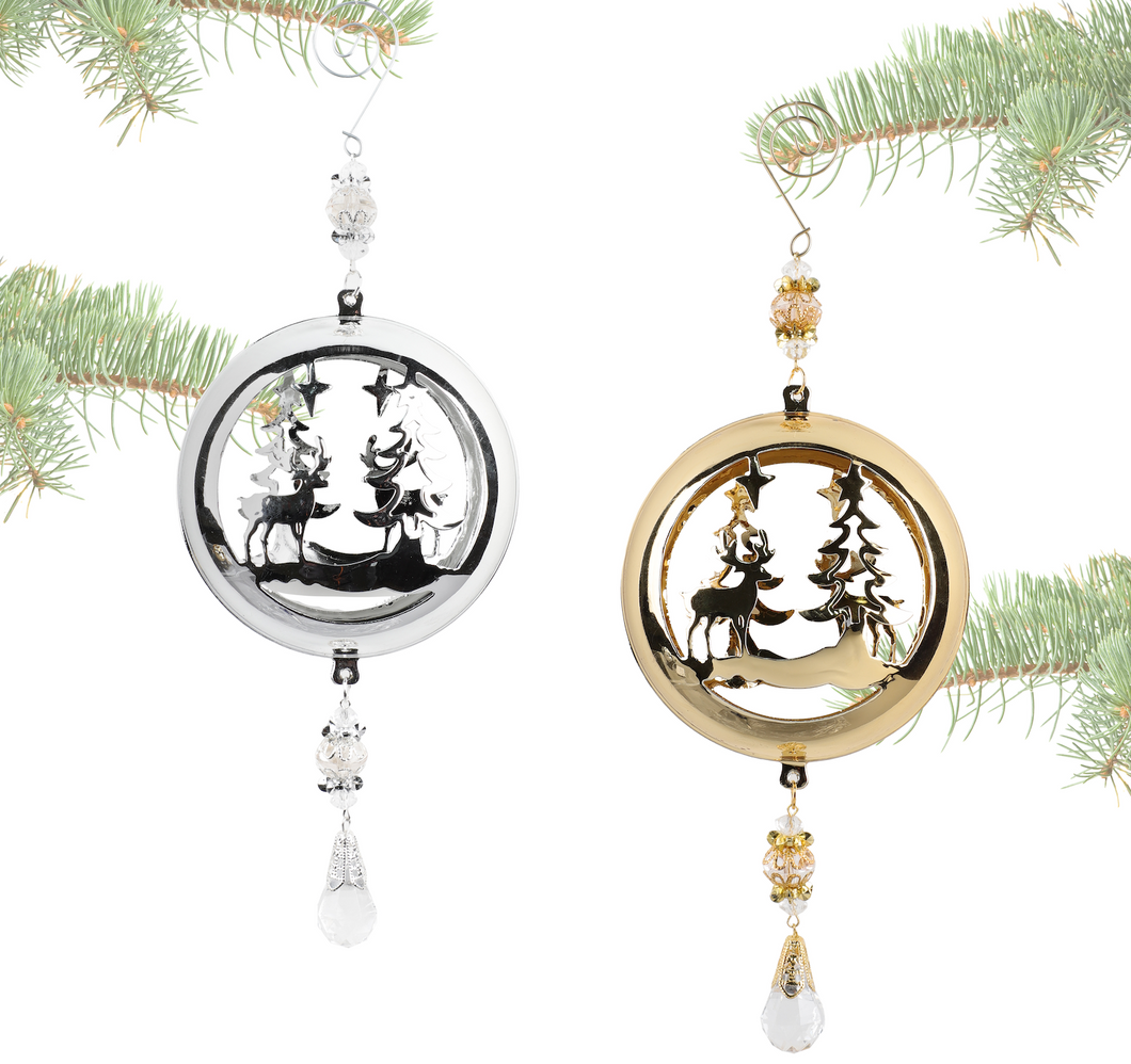 Silver or Gold Deer Drop Ornament