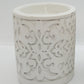 White Ceramic Votive with Candle