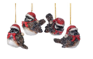 Sweet Santa Hat Chickadee Ornament