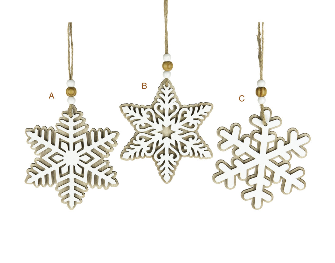 Fancy White Wooden Snowflake