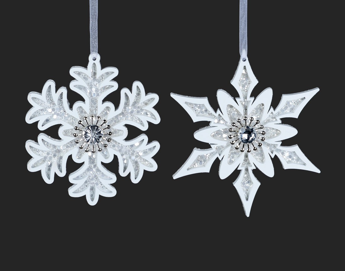 White & Silver Snowflake Ornament