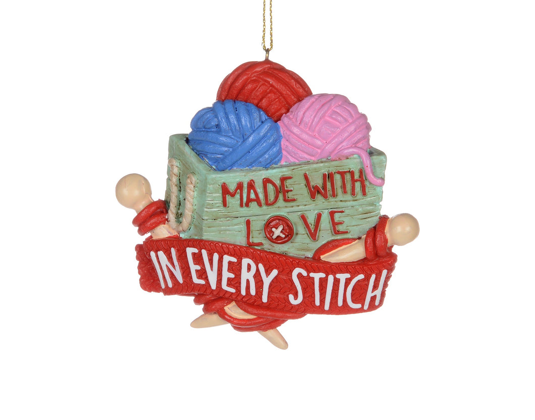 Made w Love Knitting Ornament