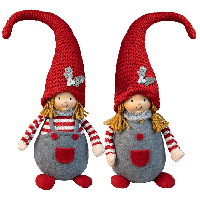 Fabric Plush Girl w Red Knit Hat