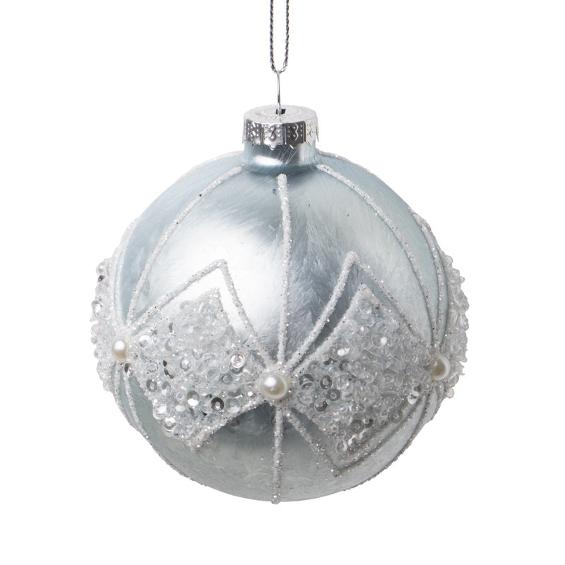 Lustrous Silvery Blue Ball Ornament