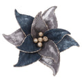 Smoky Blue & Silver Poinsettia Pick