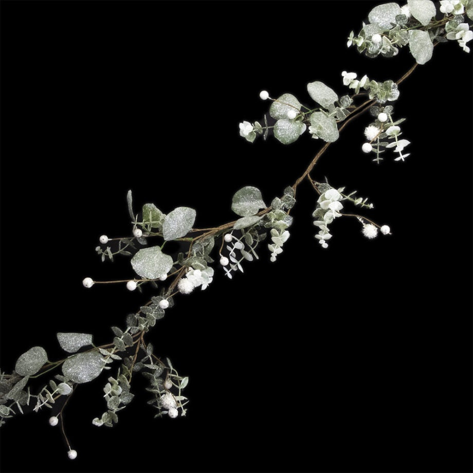 Frosted Eucalyptus Garland w White Berries