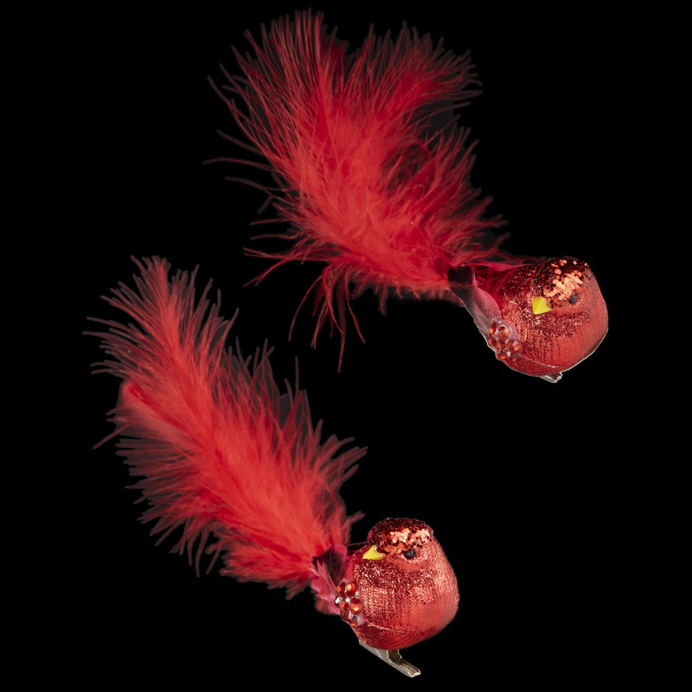 Glittering Red Bird Clip